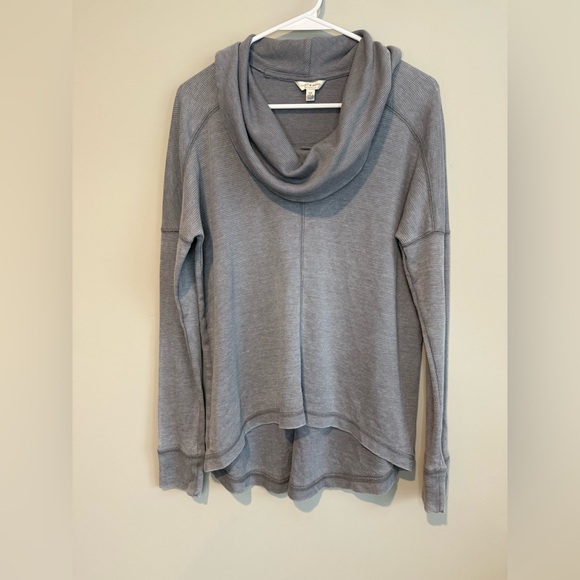 Lucky Brand Gray Cowl Neck Waffle Knit Sweater - Picture 2 of 9